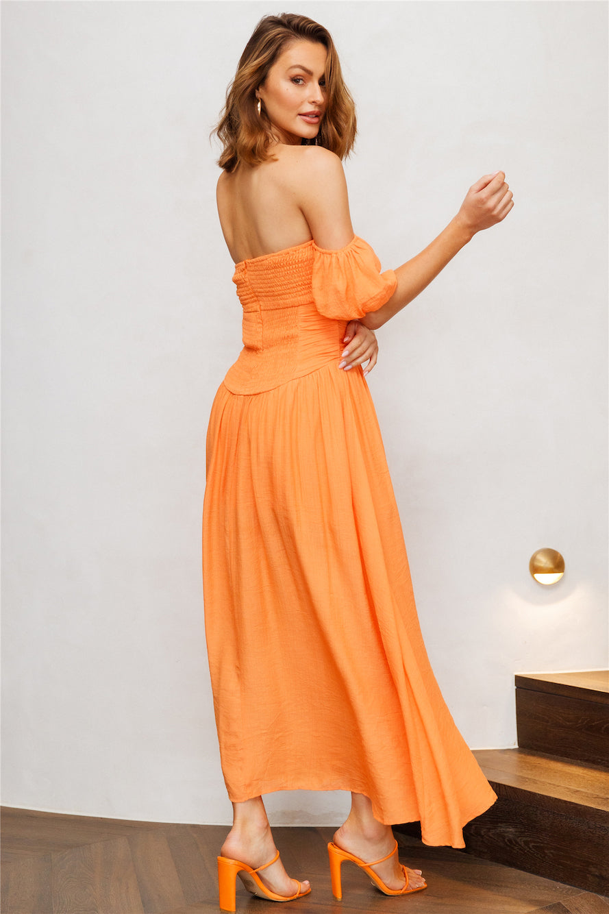 Nightly Dates Midi Dress Orange