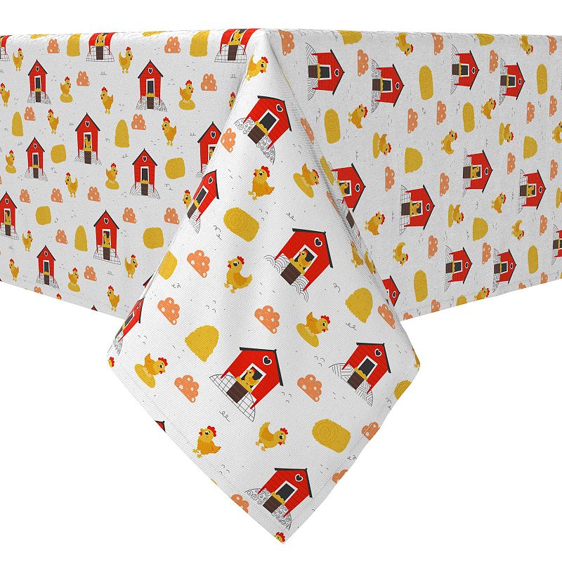 Square Tablecloth， 100% Cotton， 60x60， Cartoon Farm