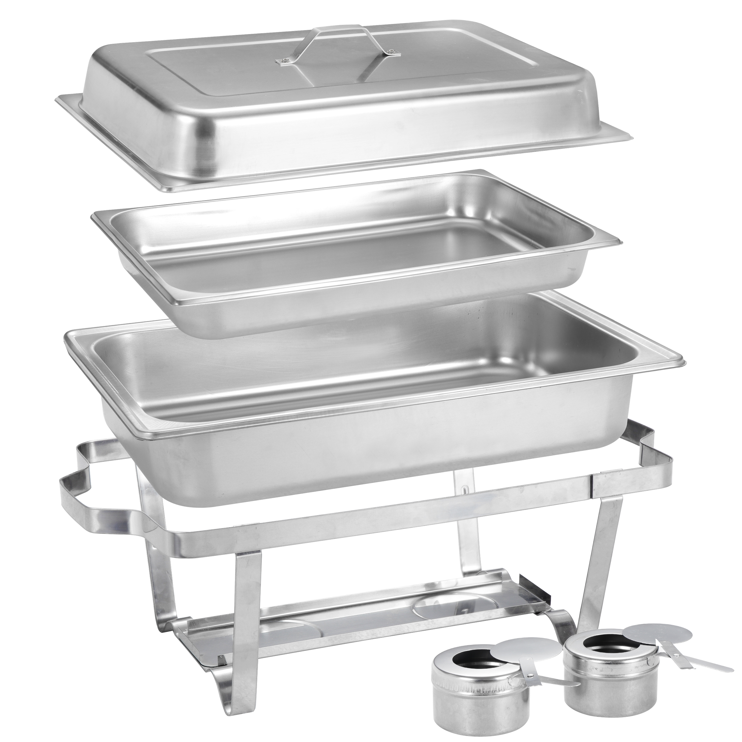 ZENY Stainless Steel Chafing Dish Full Size Chafer Dish Set 2 Pack of 8 Quart， Silver