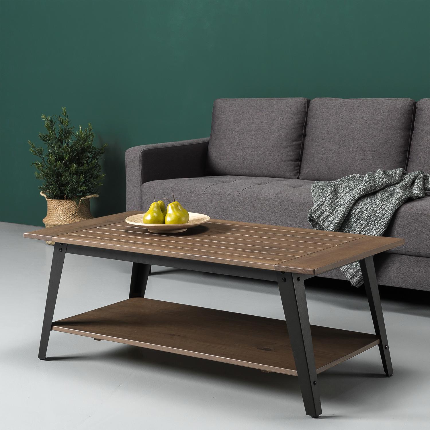 Zinus Woodrow 47a Metal and Wood Rectangle Coffee Table