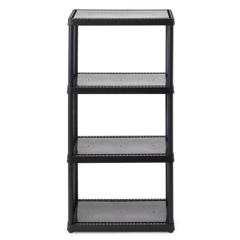 Black 4-Tier Plastic Resin Garage Storage Shelving Unit (24 in. W x 48 in. H x 12 in. D) shelve-591