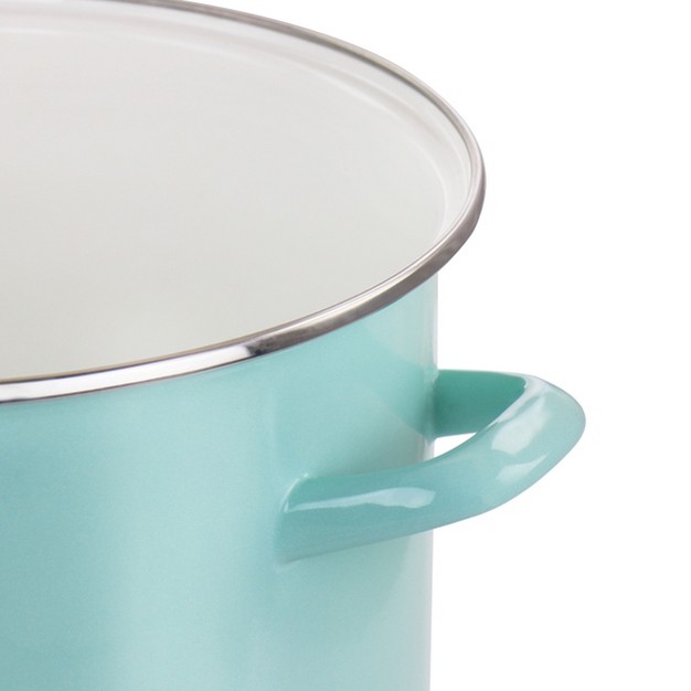 Martha Stewart 12 Quart Enamel On Steel Stock Pot With Glass Lid In Martha Blue