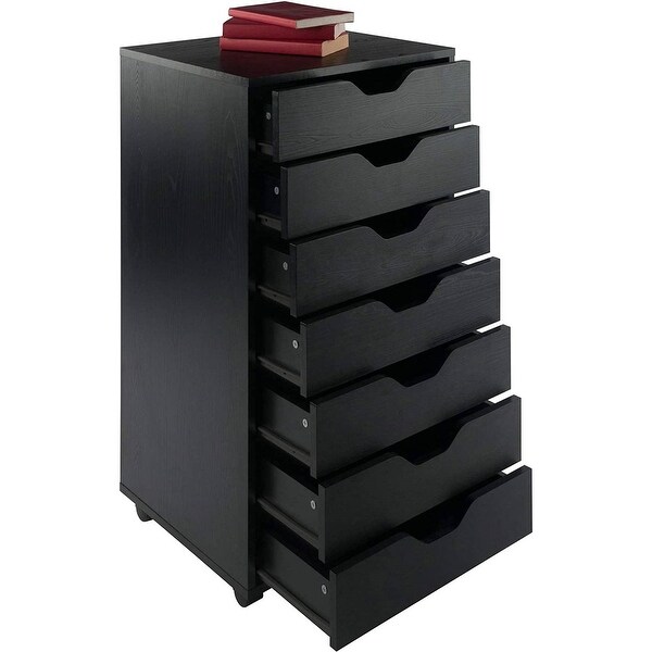 Modern Scandinavian Style 7-Drawer Storage Cabinet Chest in Black Finish - - 36214958