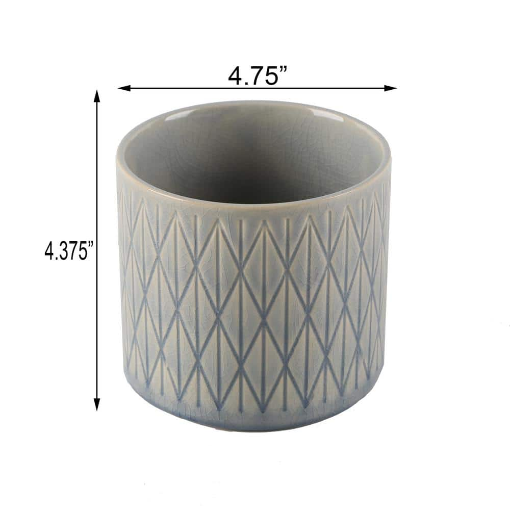 Vigoro 4.8 in. Malibu Small Blue Textured Ceramic Pot (4.8 in. D x 4.3 in. H) CT1743S-GSBL