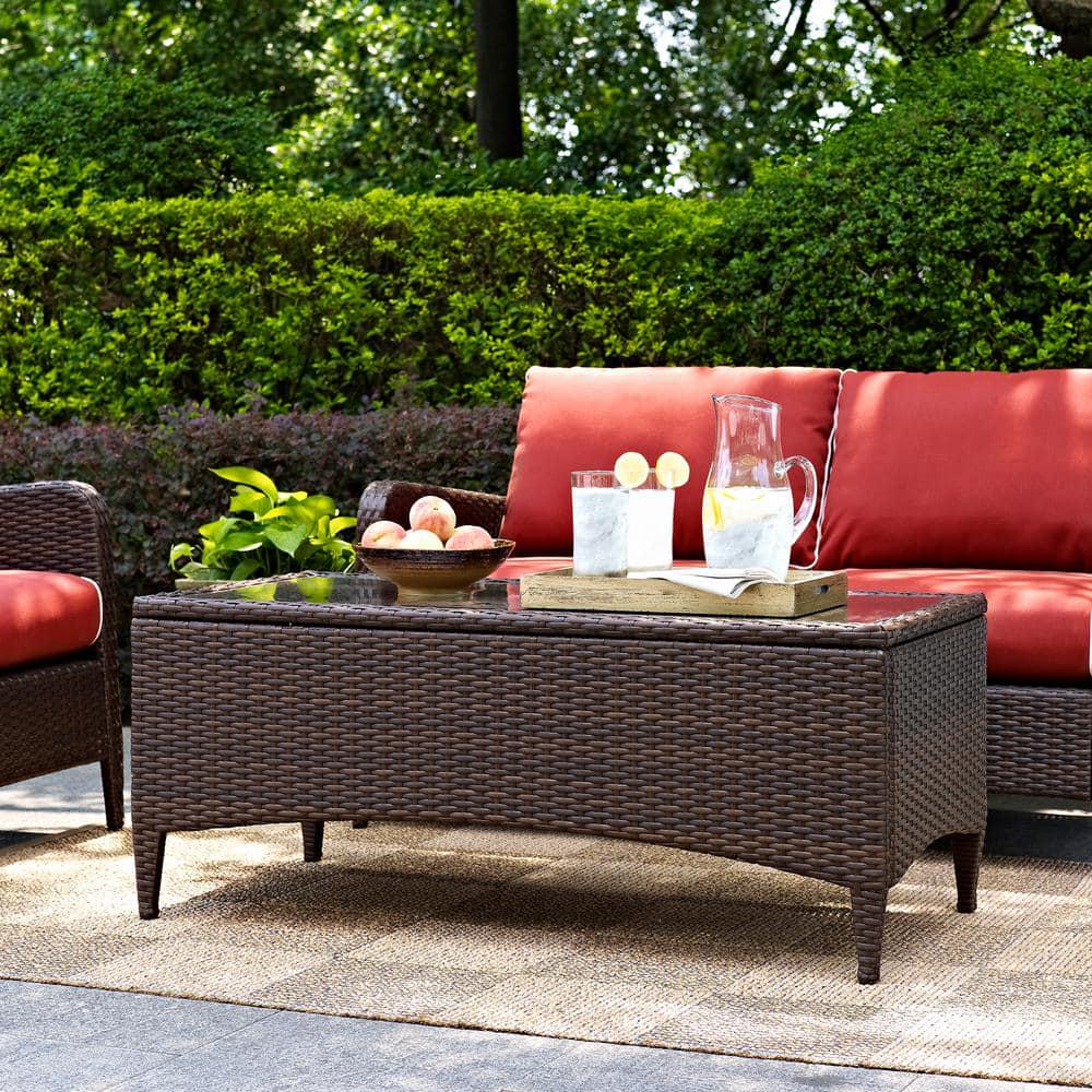 CROSLEY FURNITURE Kiawah Rectangular Wicker Outdoor Patio Coffee Table