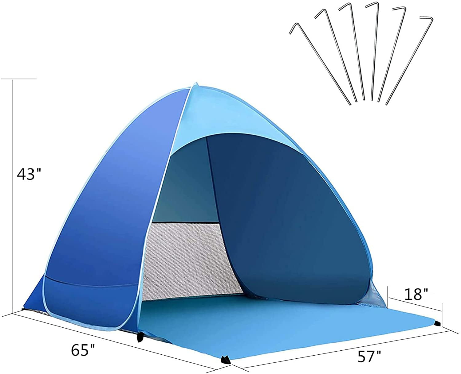 Cosmonic Beach Tent with Tent Stakes， Pop up Beach Tent Sun Shade Shelter for 1-3 Person， Outdoors