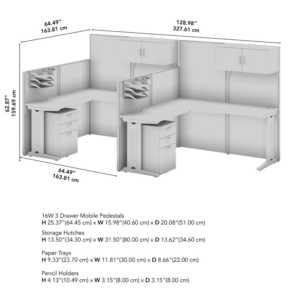 Office in an Hour 2 Person L Cubicle Desks by Bush Business Furniture