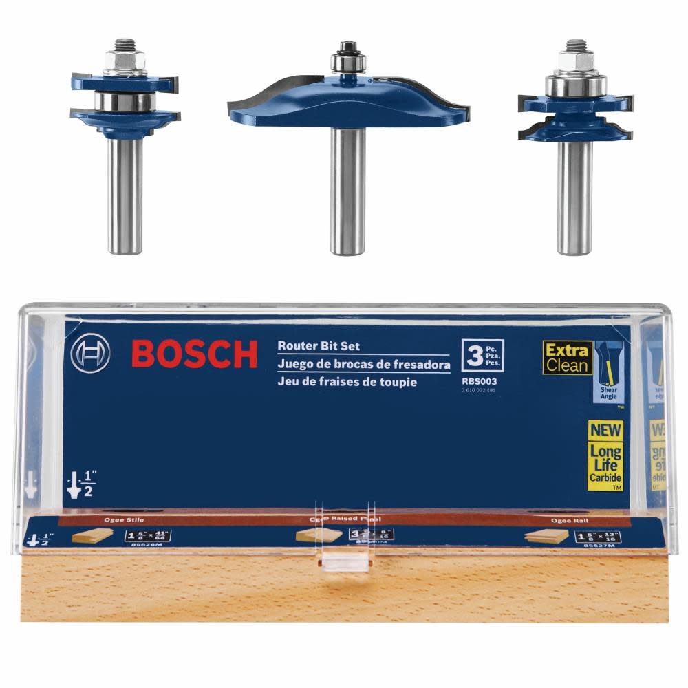 Bosch 3 pc. Ogee Door/Cabinetry Set 1/2 In.-Shank RBS003 from Bosch