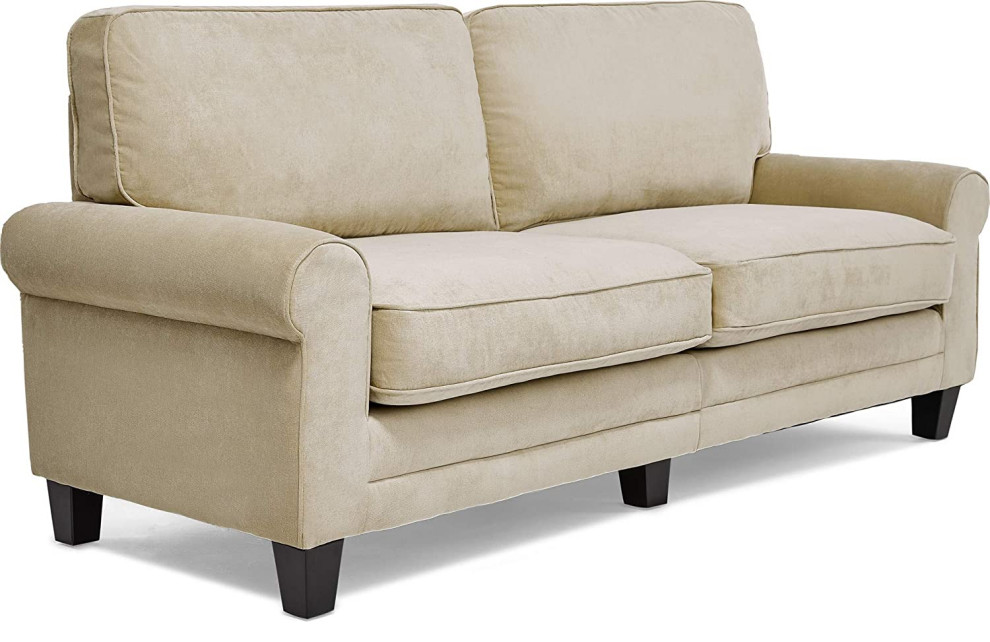 Traditional Sofa  Cushioned Seat With Pillowed Back  ampRounded Arms   Transitional   Sofas   by Decor Love  Houzz