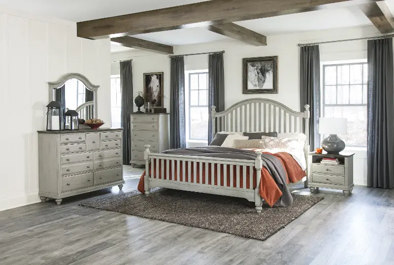 Mystic Hills Light Gray 4 Piece Queen Bedroom Set