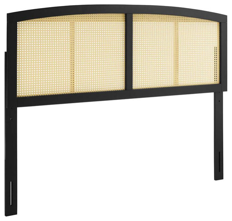 Modway Halcyon Cane Rattan and Rubberwood Full Headboard in Black   Tropical   Headboards   by Homesquare  Houzz