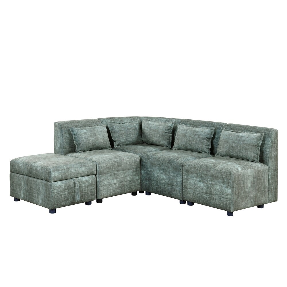 L shape Sectional Sofa Sets Chenille Corner Sofa with Ottomans