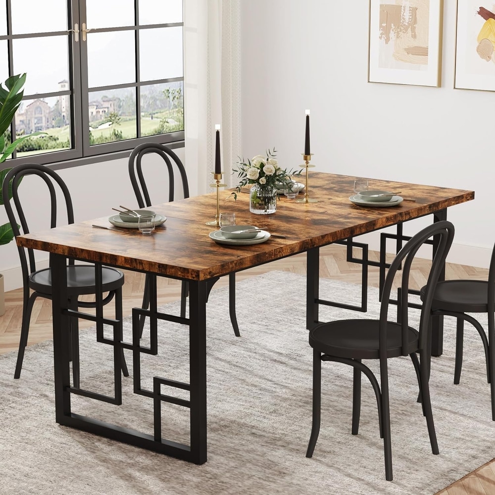 63 Inches Dining Table for 4 6 People  Rectangular Dining Room Tables