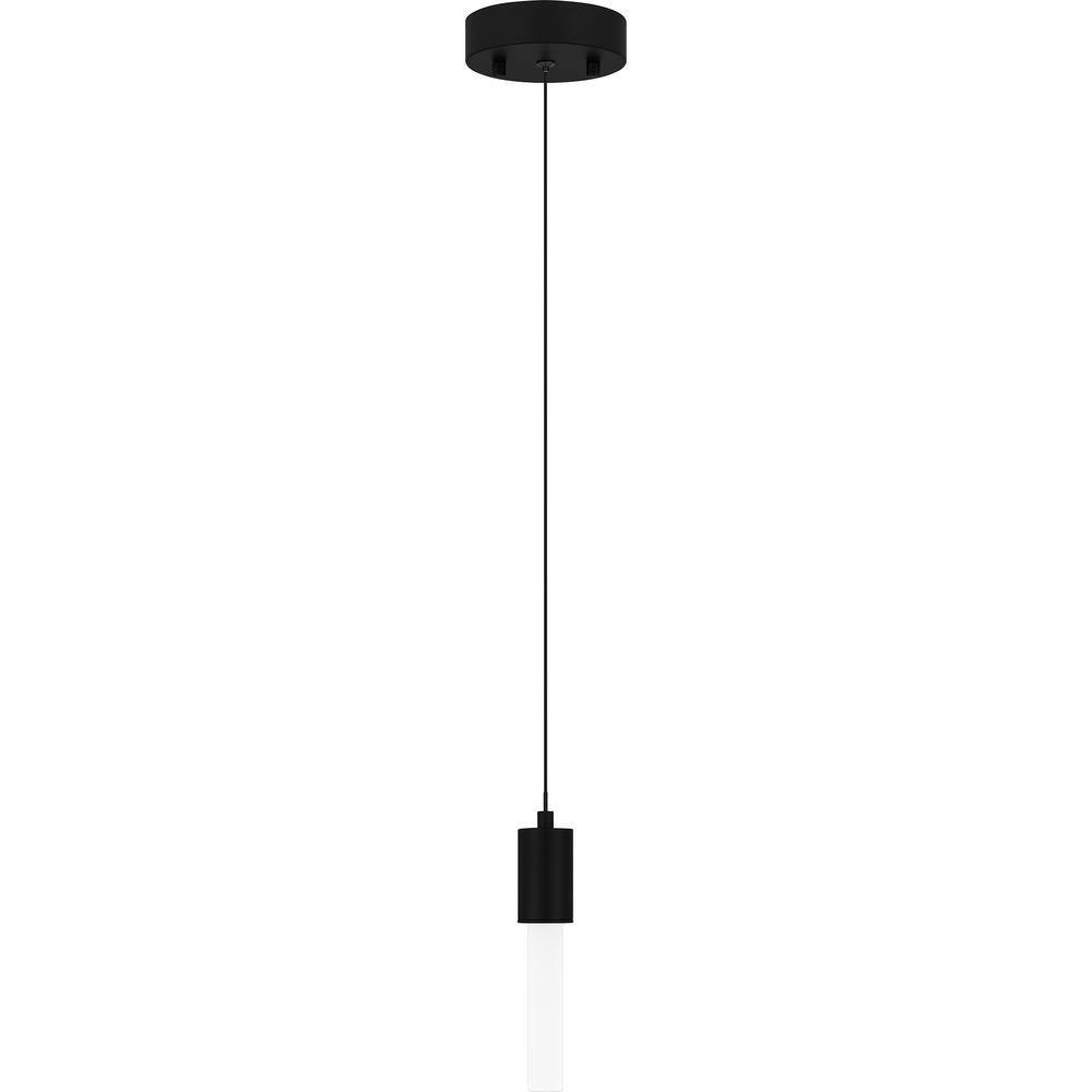 Hampton Bay Bellingham 8-Watt Matte Black Integrated LED Mini Pendant with Acrylic Shade HD7972C1