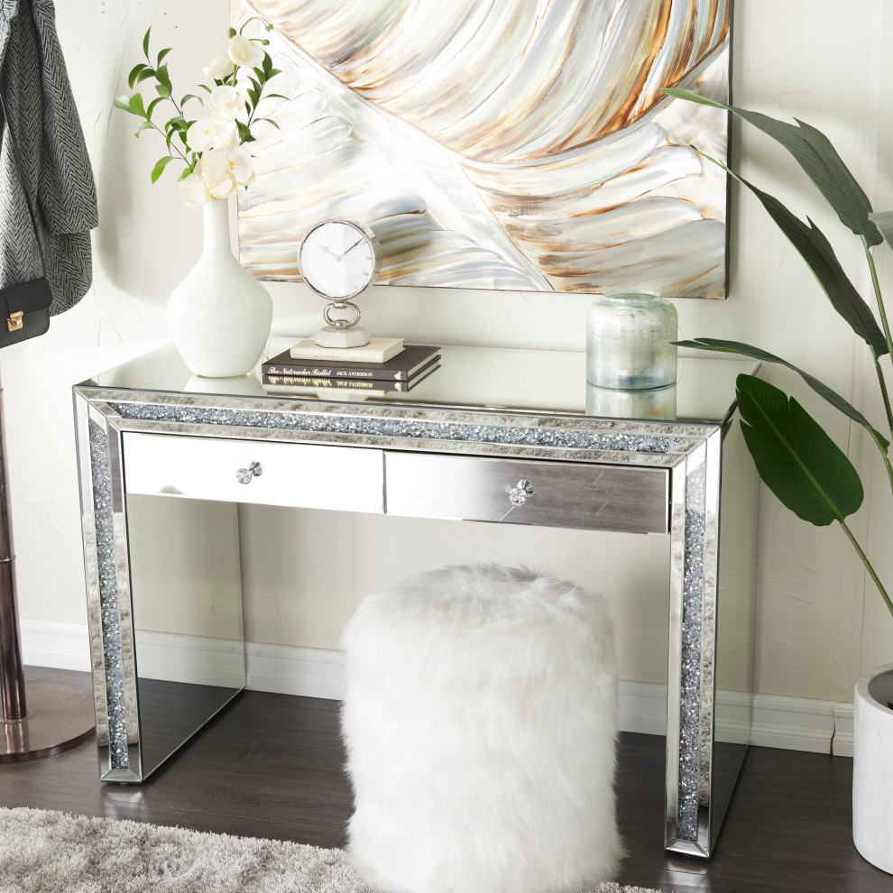 Glam Silver Wood Console Table 560598   Contemporary   Console Tables   by Brimfield  ampMay  Houzz