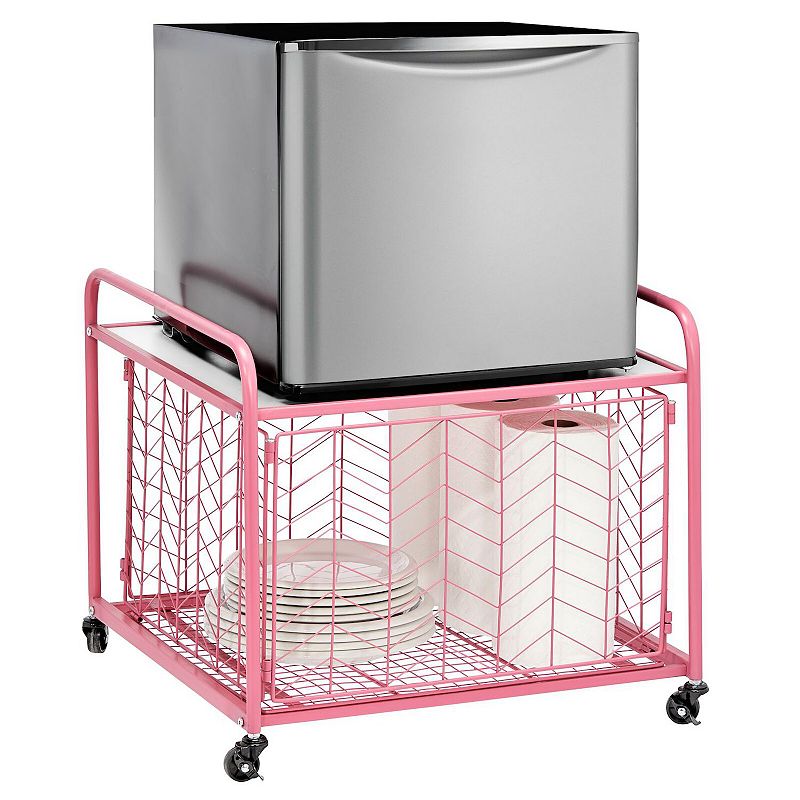 mDesign Small Portable Mini Fridge Storage Cart with Wheels and Handles