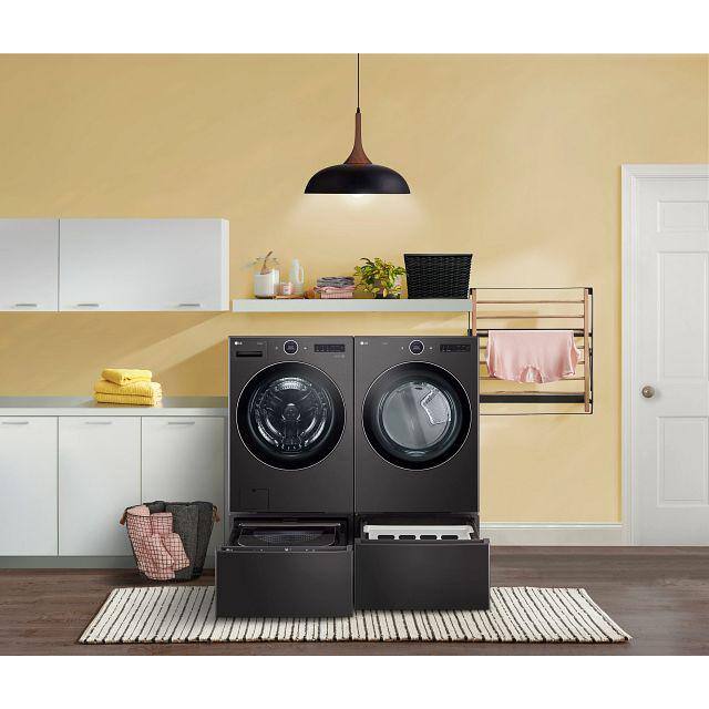 LG 27 in. Laundry Pedestal in Black Steel with Storage Drawer for Washers and Dryers WDP6B