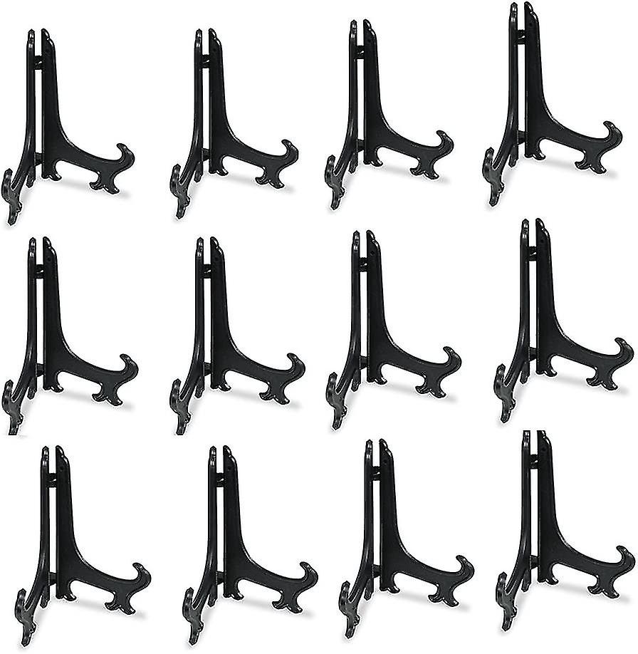 Botao Plastic Easels Plate Display Stands Picture Frame Stand Holder(12pcs， Black)