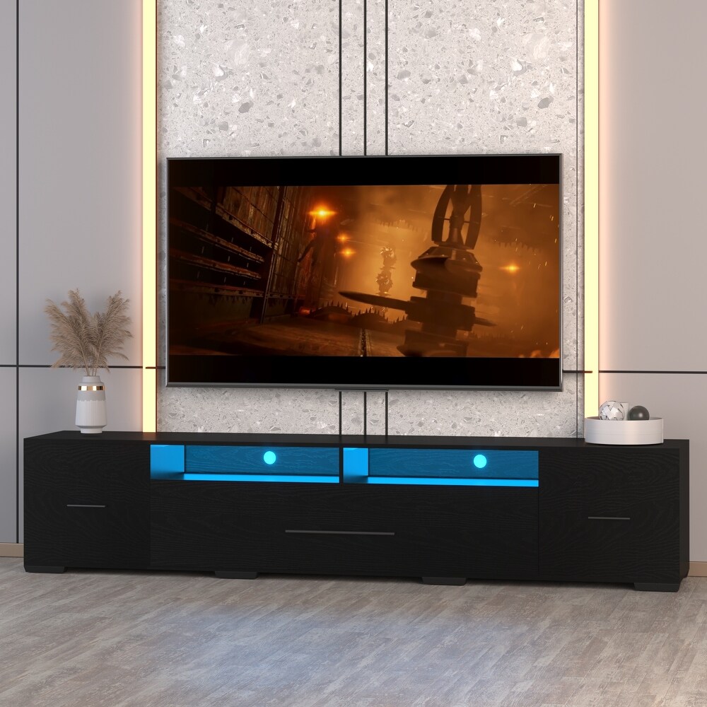 80 inch TV Console with Extensive Storage  Remote   APP Controlled RGB LED Lighting  31 Modes   Modern Entertainment Center