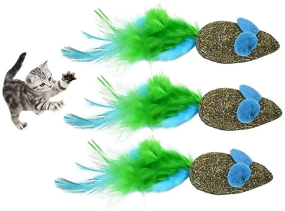 Miman 6 Pcs Catnip Mouse Toys For Cat， Feather Cat Toys， Pet Cat Catnip Toys， Cat Chew