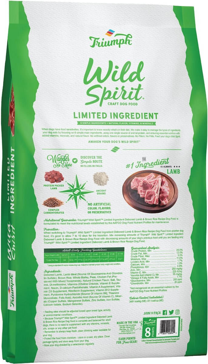 Triumph Wild Spirit Limited Ingredient Lamb and Brown Rice Recipe Dry Dog Food