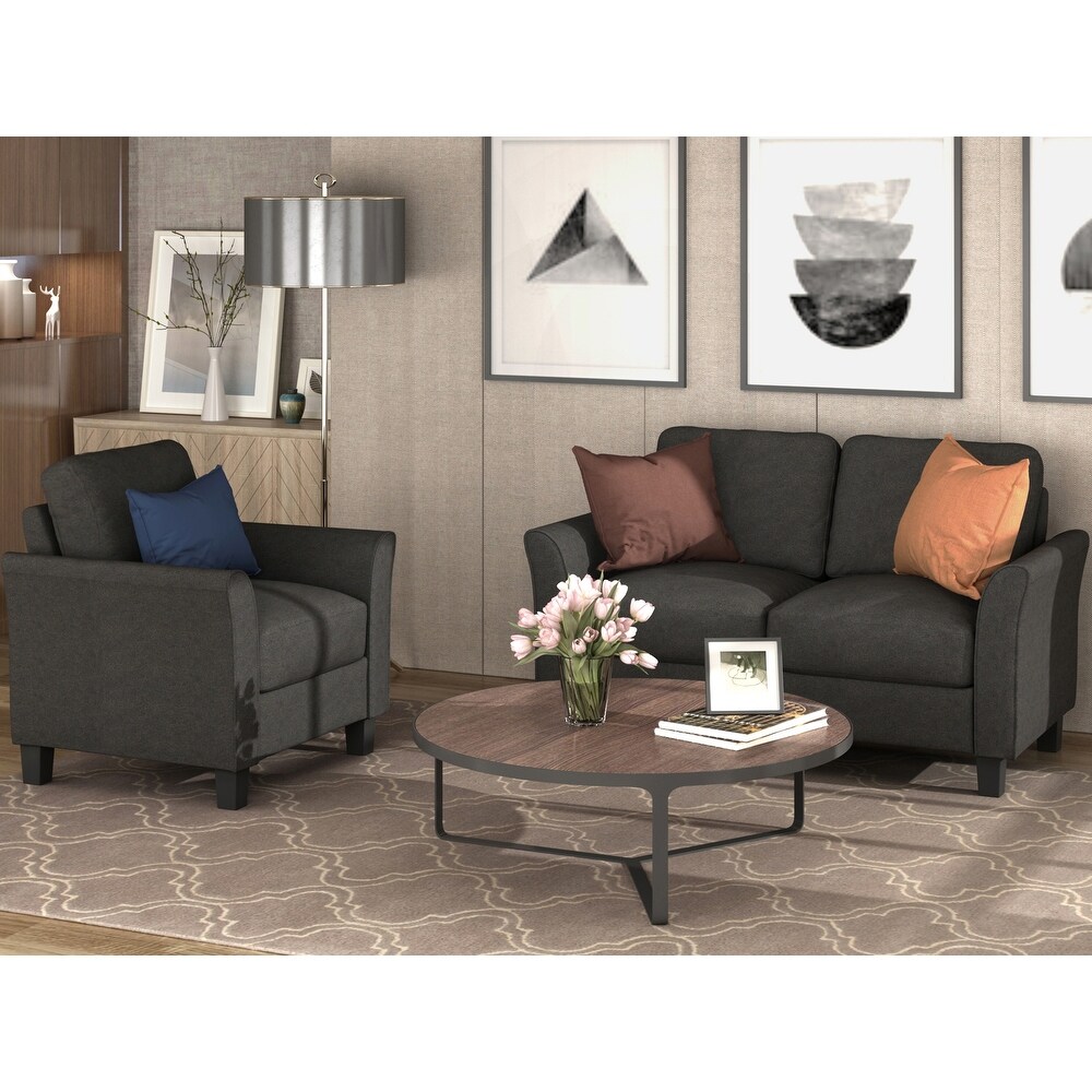 Living Room Linen Fabric Sofa Set  Single Sofa   Loveseat Sofa