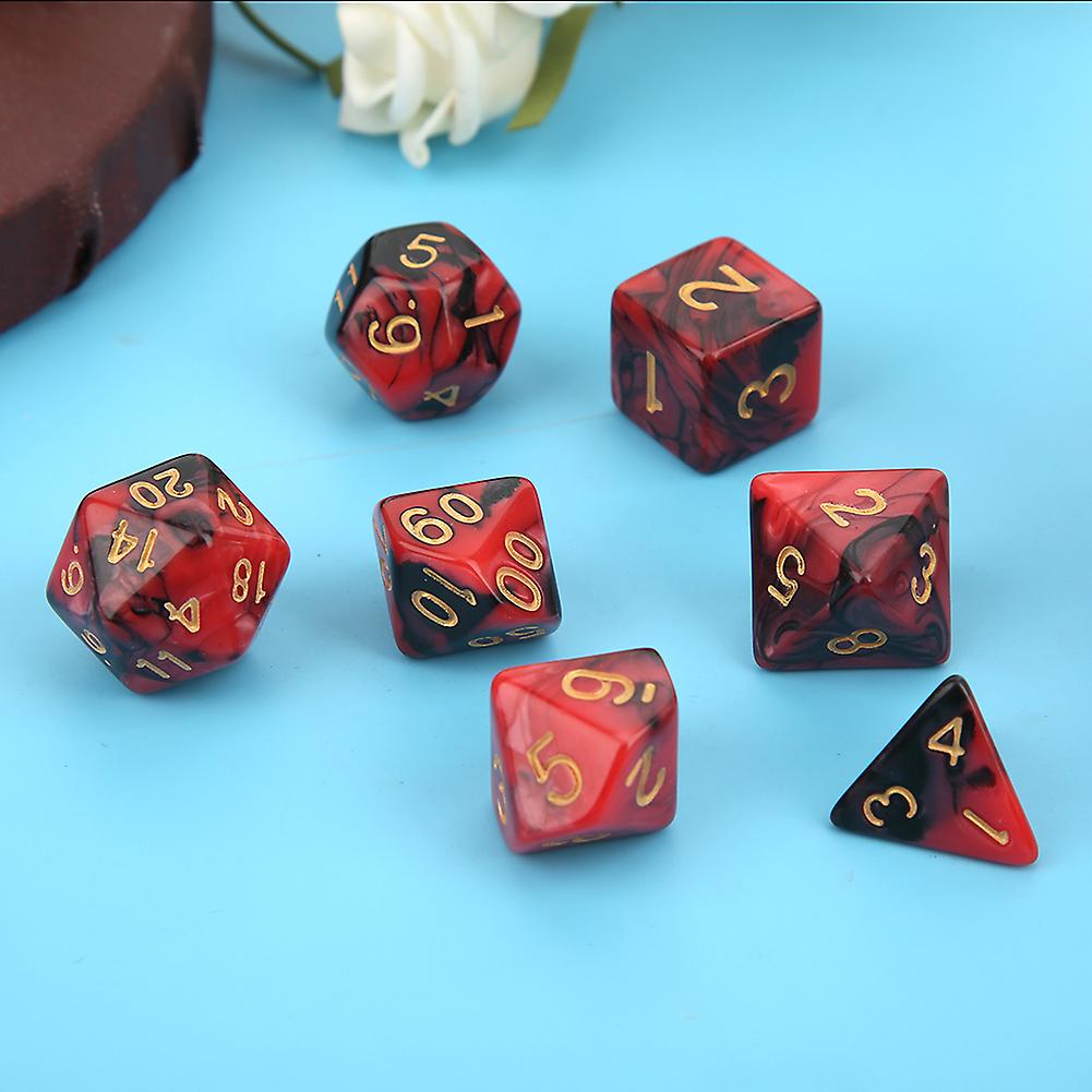 7pcs/set Pmma New Acrylic Material Eco-friendly Durable Double Color Multi Side Board Game Dice For Family Entertainment Leisurered Black