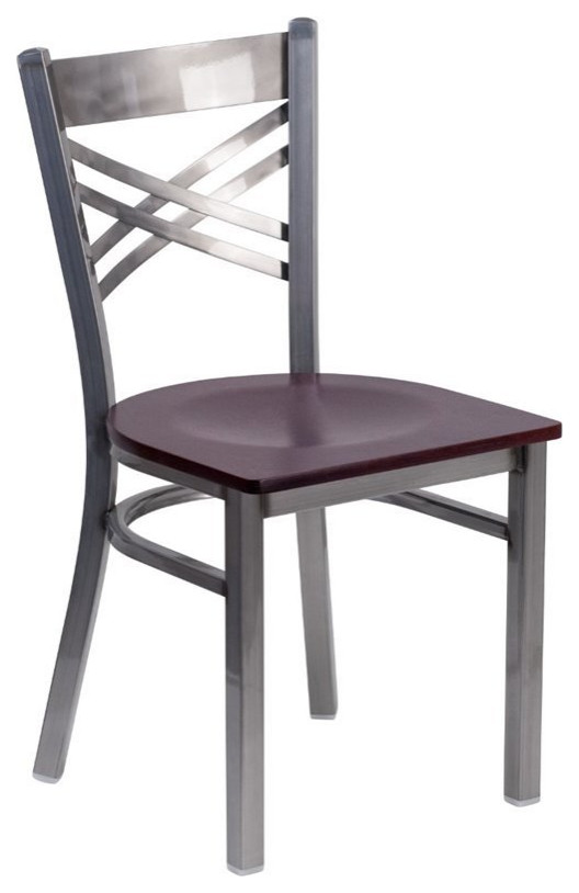 Flash Furniture Metal Dining Chair in Cherry   Contemporary   Dining Chairs   by Homesquare  Houzz