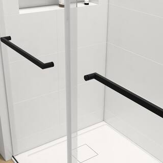 Xspracer Moray 72 in. W x 76 in. H Sliding Frameless Shower Door in Matte Black Finish with Clear Glass JH-21S100272MB