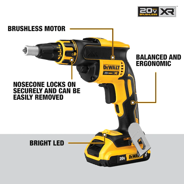 DEWALT DCK263D2 20-Volt MAX XR Cordless Drywall Screw Gun/Cut-out Tool Combo Kit (2-Tool) with (2) 20-Volt 2.0Ah Batteries and Charger