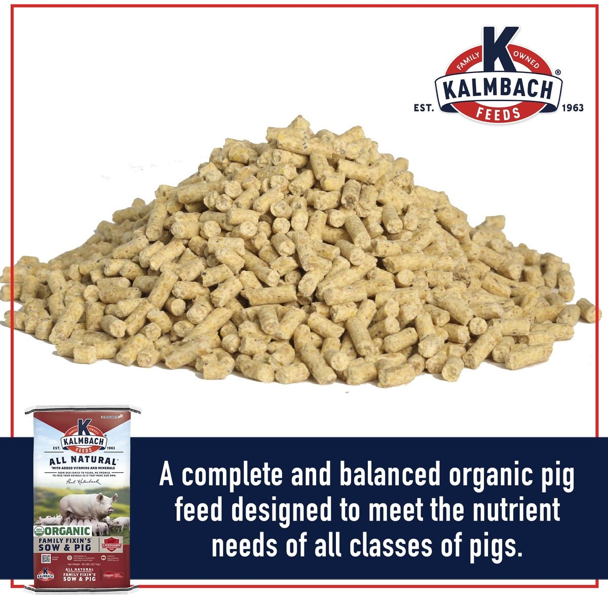 Kalmbach Feeds Family Fixin's Organic Pellet Pig Feed， 50-lb bag