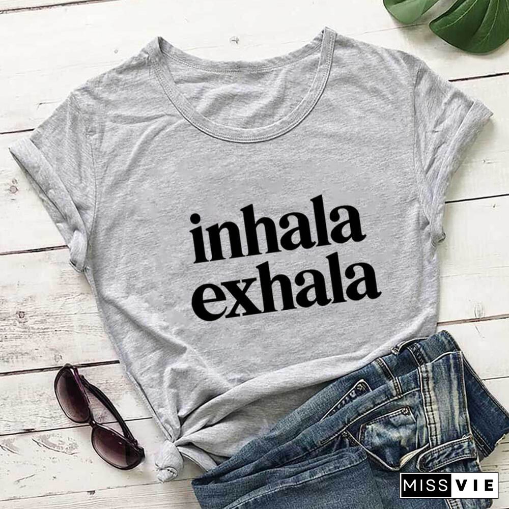 Inhala Exhala Latina Spanish Women’s Tshirt Women Funny Summer Casual Short Sleeve Top Inspirational Latina Mexican T-shirts