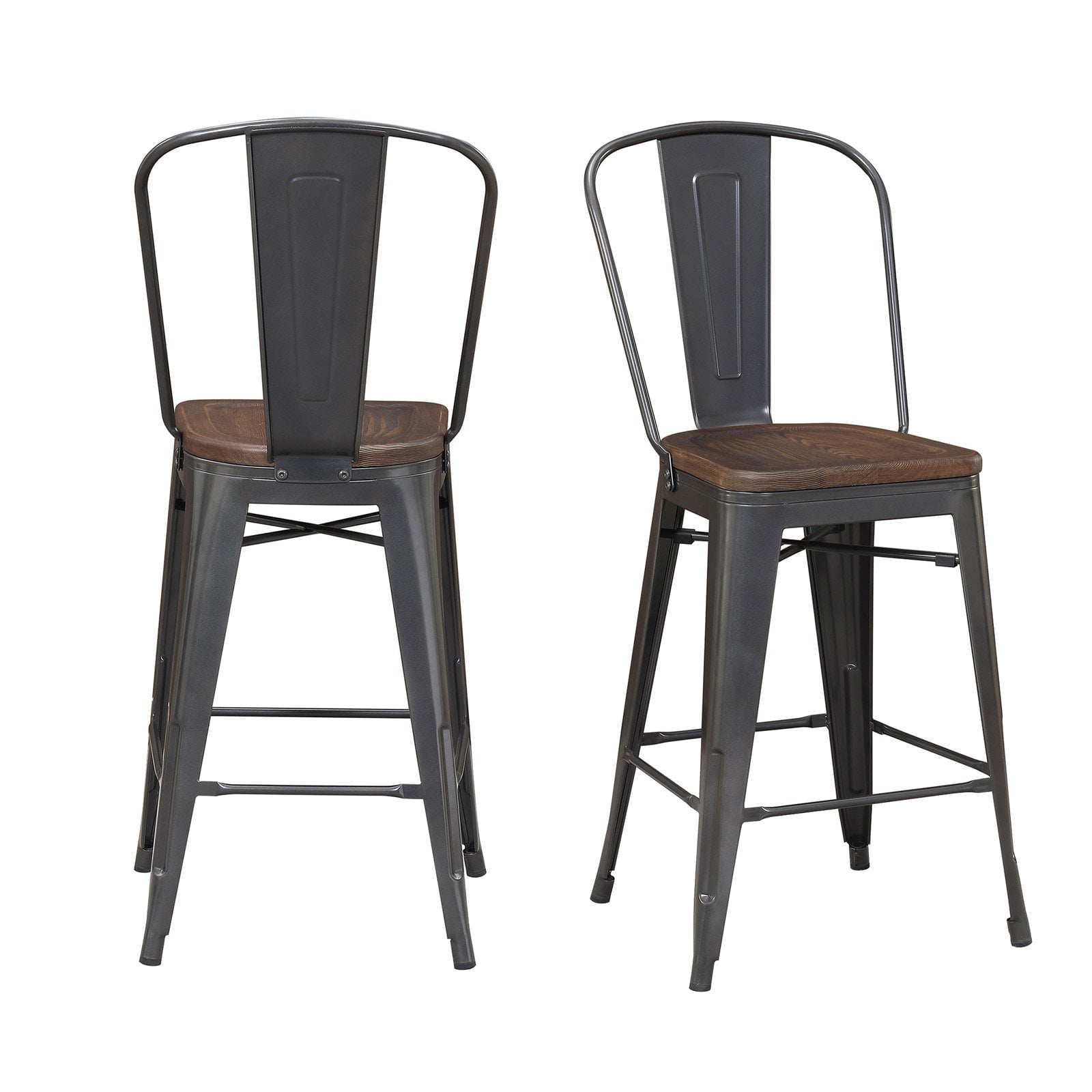 Picket House Furnishings Logan 26 in. Industrial Counter Height Stool - Set of 2