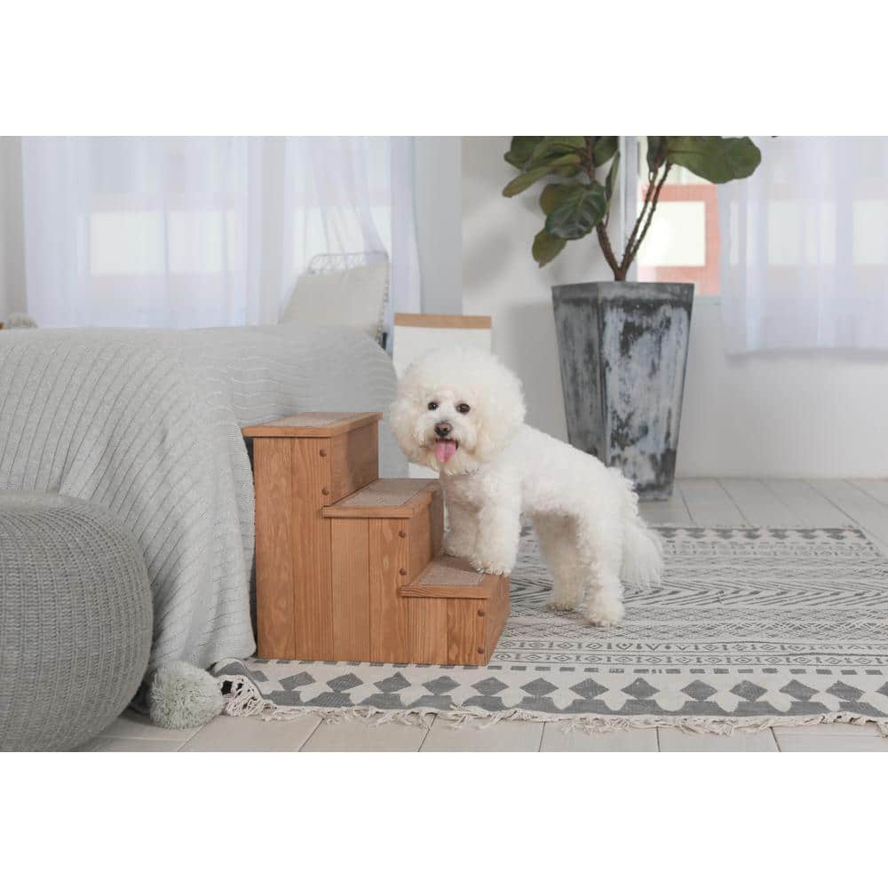 zoovilla Canadian Hemlock Wooden Pet Stairs with Storage PTR0082212010