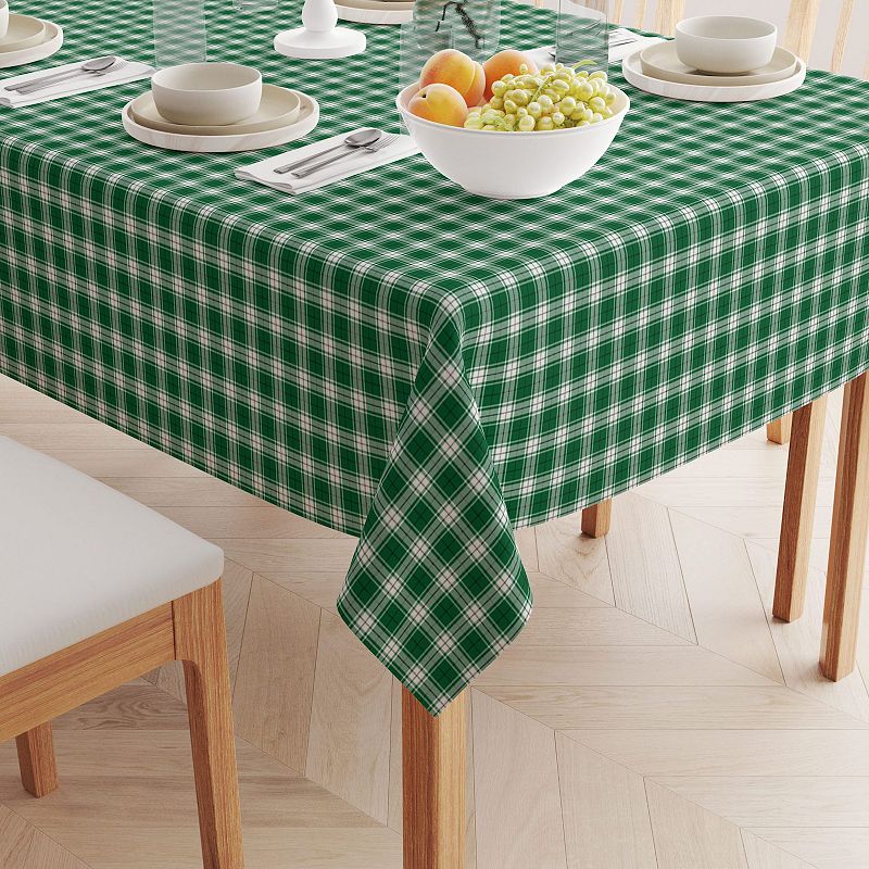 Square Tablecloth， 100% Polyester， 60x60， Christmas Green Plaid