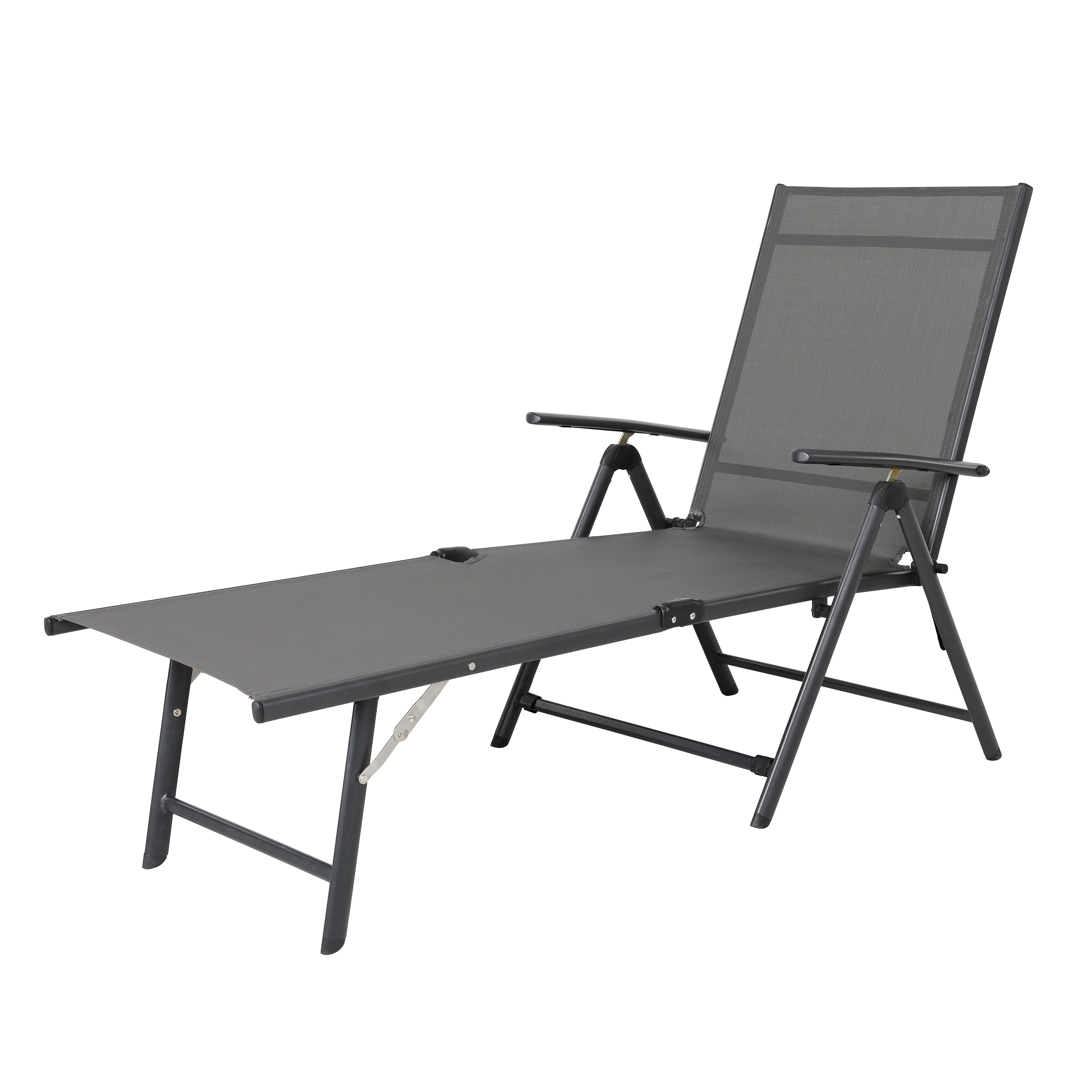 Nuu Garden Folding Chaise Lounge Chairs for Outside， Beach Chair Lounge Chair with Steel Frame and Breathable Textile Fabric for Beach， Yard， Pool and Patio， Gray