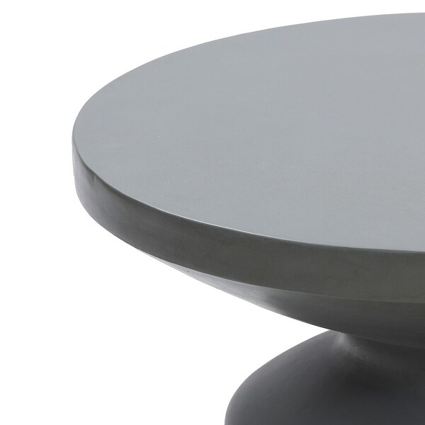 Grey MgO Round Coffee Table，Indoors and Outdoors