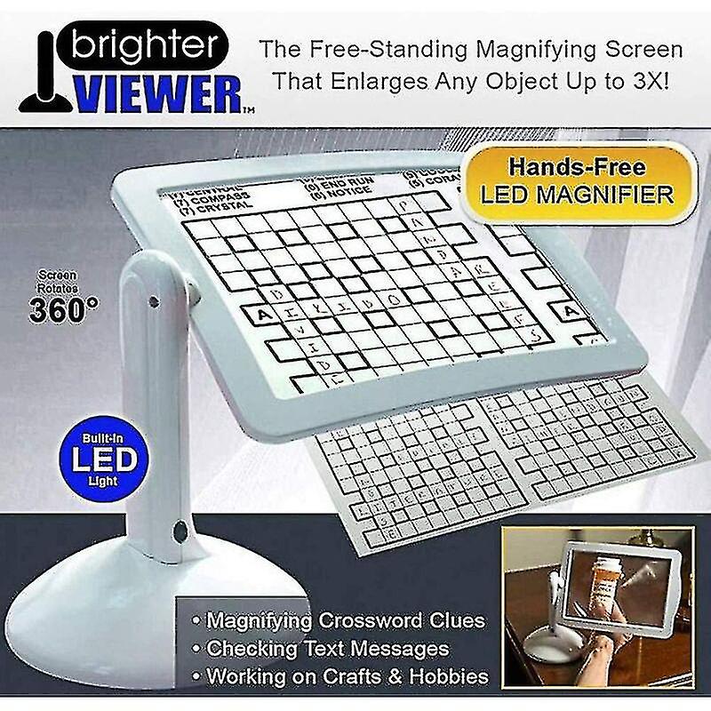 3x Rectangular Magnifying Glass With Led Light， Full Page Magnifying Glass With Light Hands Free A4 Full Page， For Books， Visually Impaired， Elderly