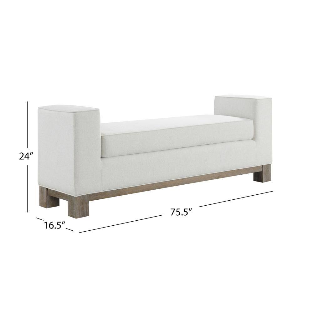 DEVON  CLAIRE Remi Ivory 73 in. Wide Stain-Resistant Fabric Upholstered King Bedroom Bench BR-RB08-IVY-K