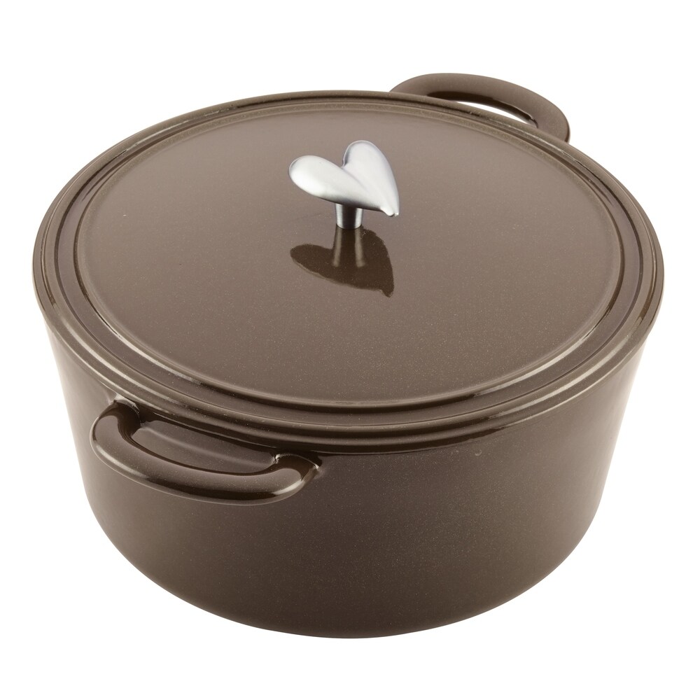 Ayesha Collection Cast Iron Enamel Covered Dutch Oven  6 Quart  Brown Sugar