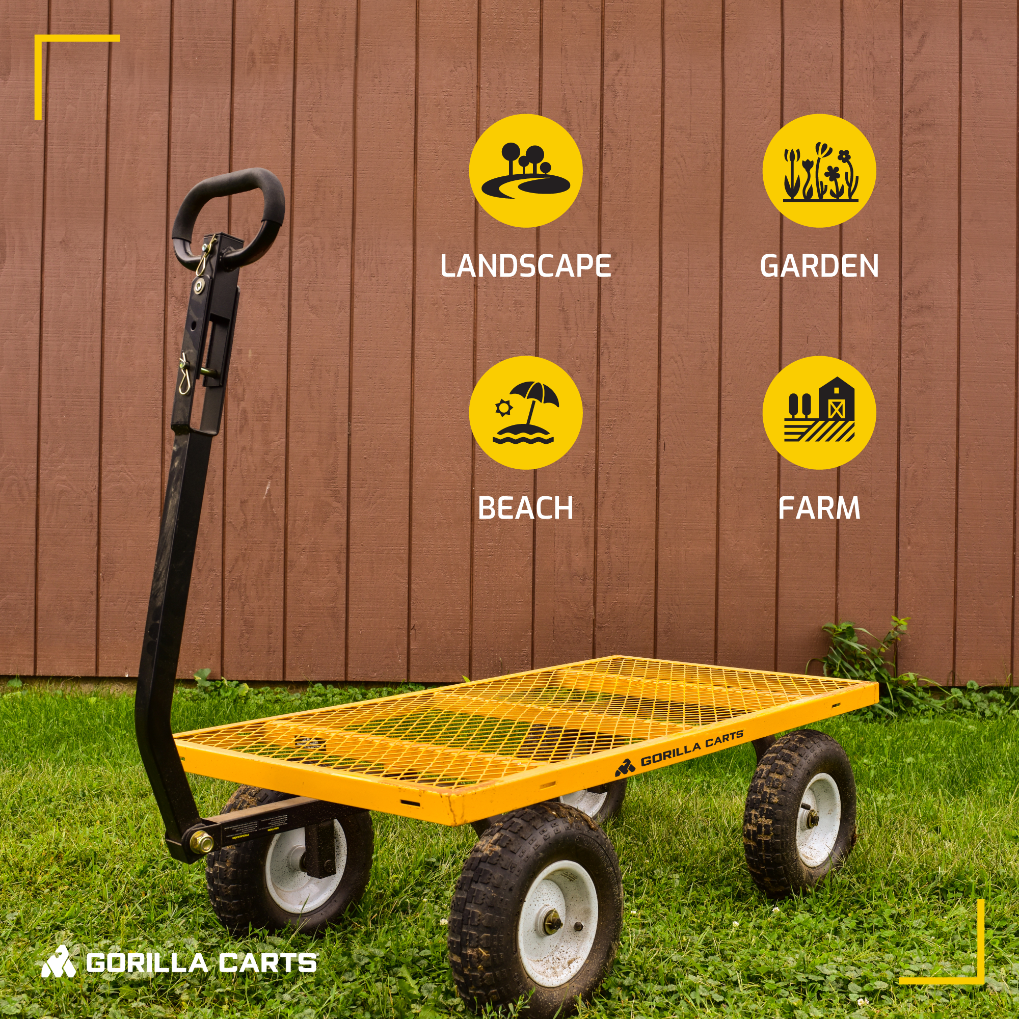 Gorilla Carts 1200 Pound Capacity Steel Utility Cart Wagon with Removable Sides