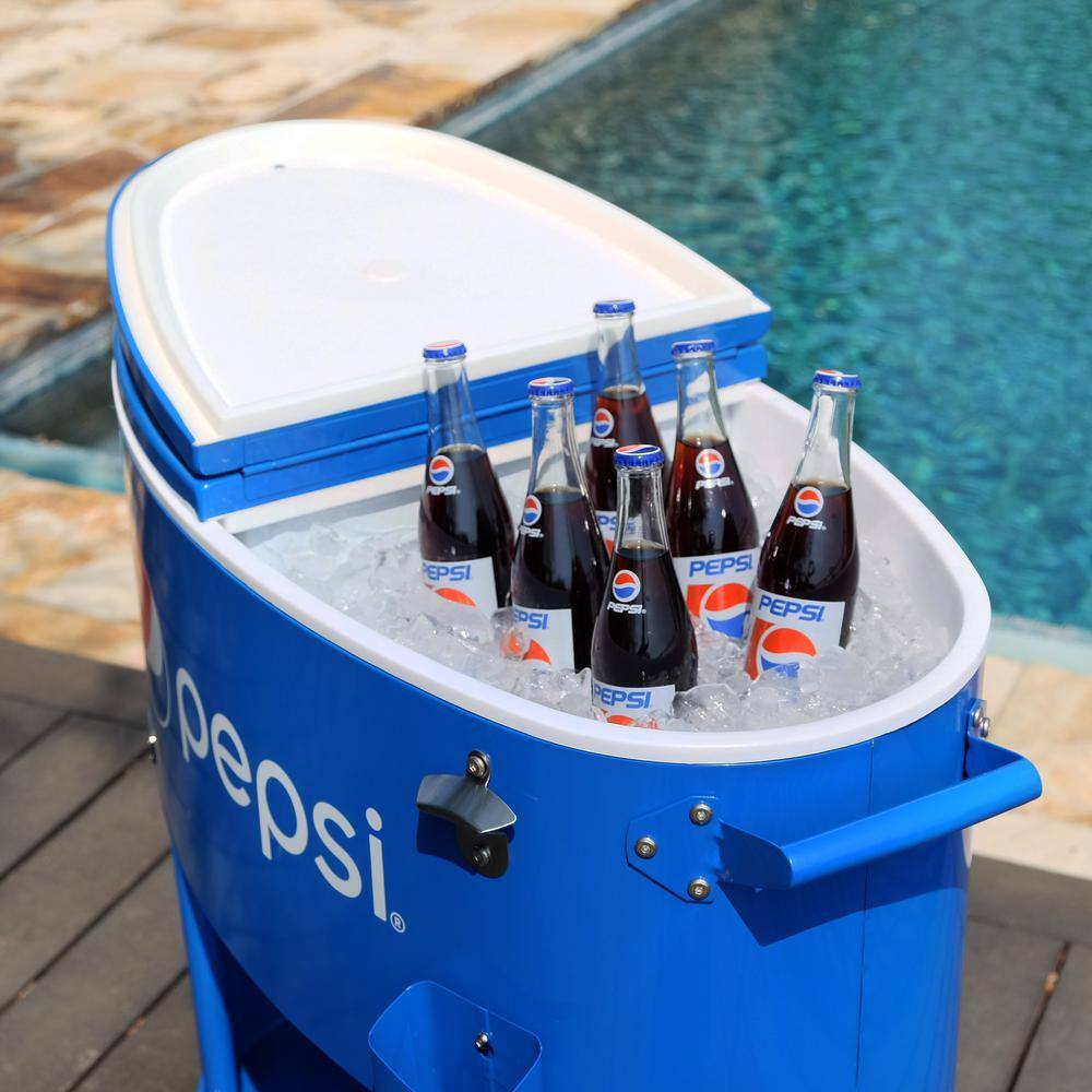 PERMASTEEL 80QT Sporty Oval Shape Rolling Cooler with Pepsi Logo in Blue PS-207-80PE-BL