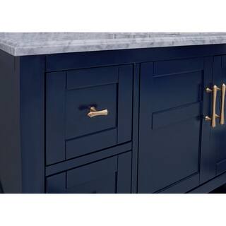 Home Decorators Collection Sturgess Open Shelf 49 in. W x 22. D x 35. H Vanity in Navy Blue with White Marble Vanity Top 19111S-VS49C-NB