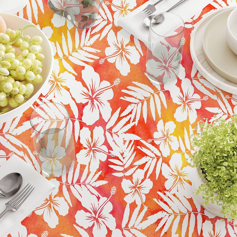 Square Tablecloth， 100% Polyester， 54x54， Hibiscus Island Style