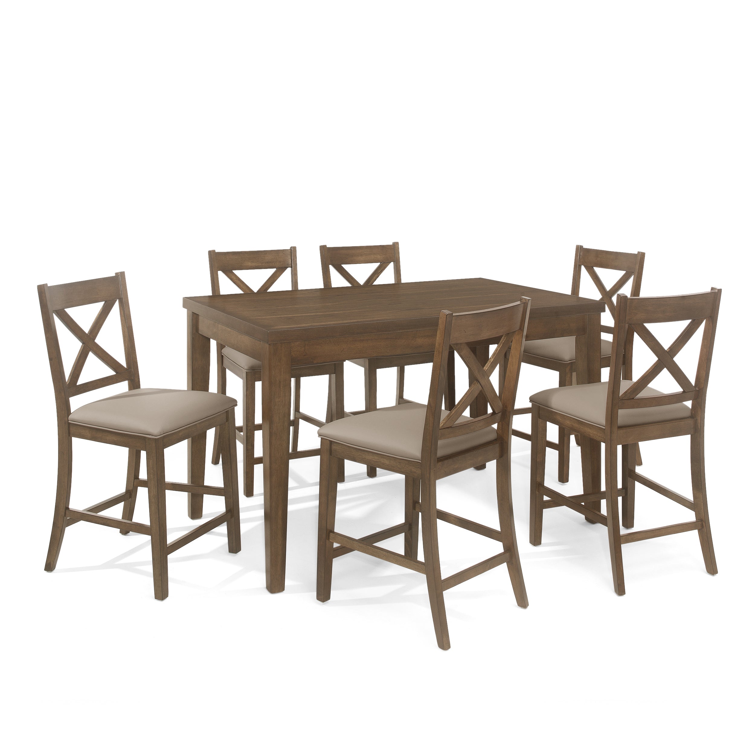 Lenhart Farmhouse Wood Counter Height 7 Piece Dining Set