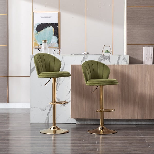 Modern Bar Stools，with Chrome Footrest and Base 2pcs