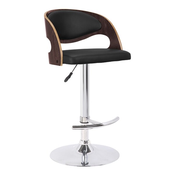 Malibu Swivel Barstool with Walnut Veneer and Chrome Base