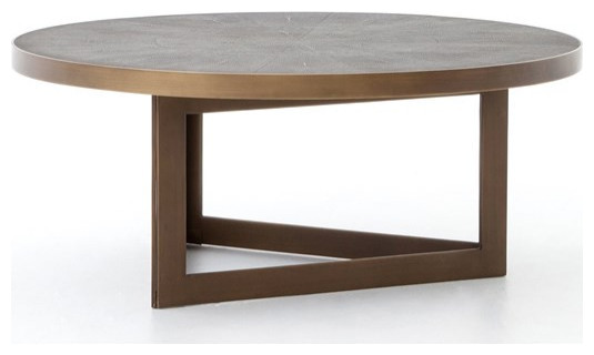 Majed Coffee Table Antique Brass  Gray Shagreen   Modern   Coffee And Accent Tables   by Virgil Stanis Design  Houzz