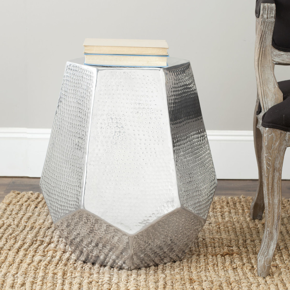 Aidan Hammered Aluminum Stool   Contemporary   Side Tables And End Tables   by ShopLadder  Houzz