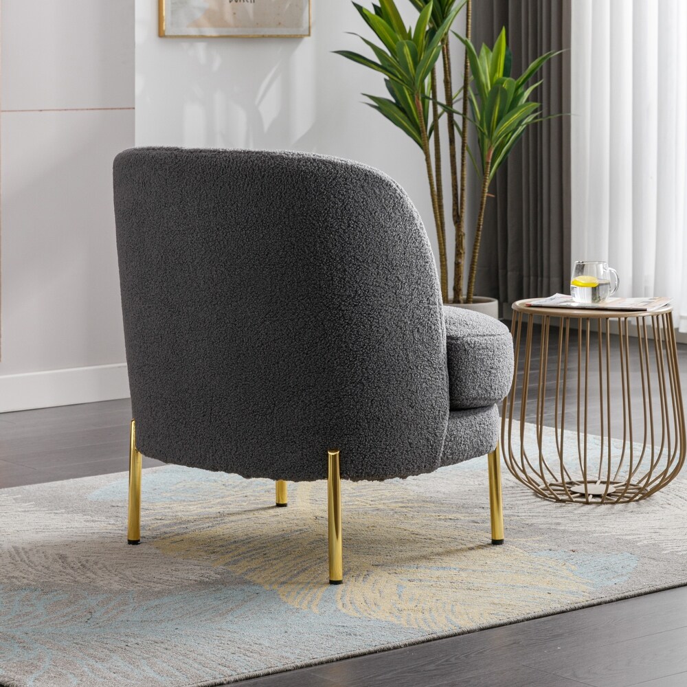 Boucle Upholstered Accent Chair With Gold Legs